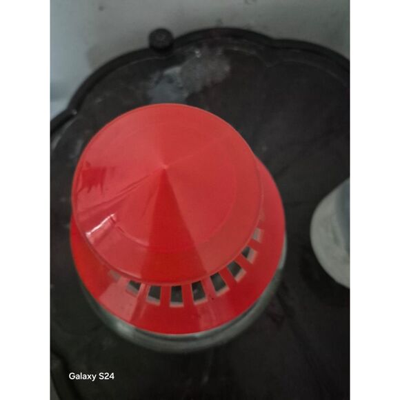 Elegant OvalShaped Glass Fish Bowl with Secure Red Cap Perfect for Home & Off - Picture 2 of 5